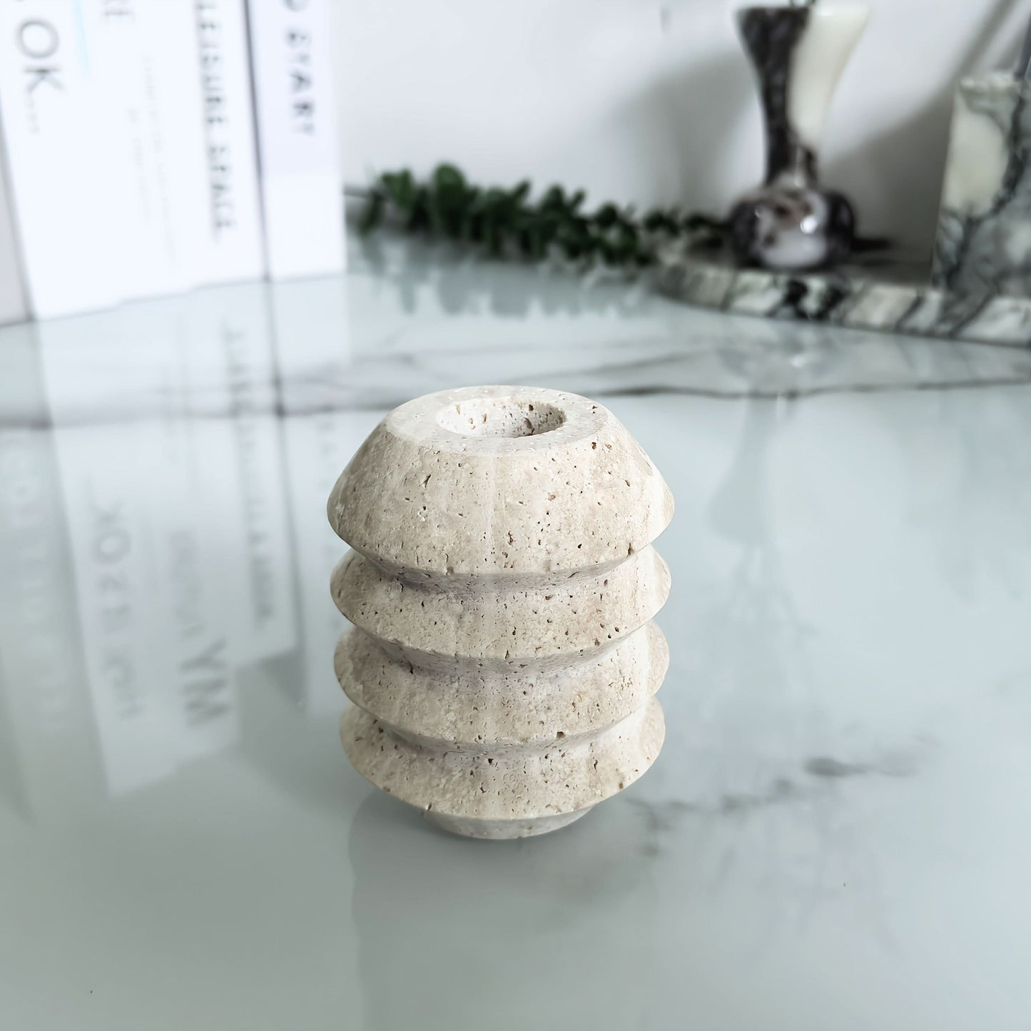 ROMAN TRAVERTINE – Natural Marble Candle Holder
