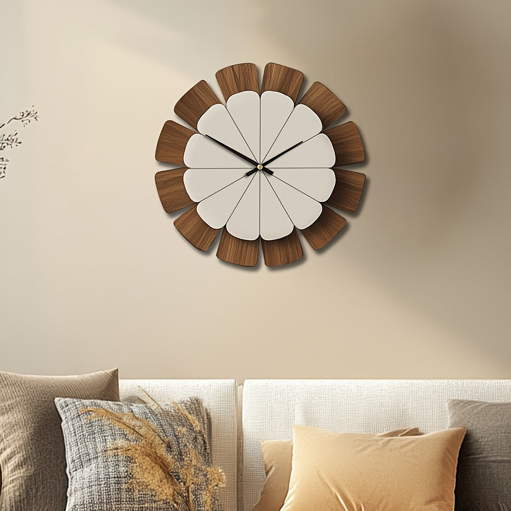 OAKNOVA Round Wooden Battery Wall Clock