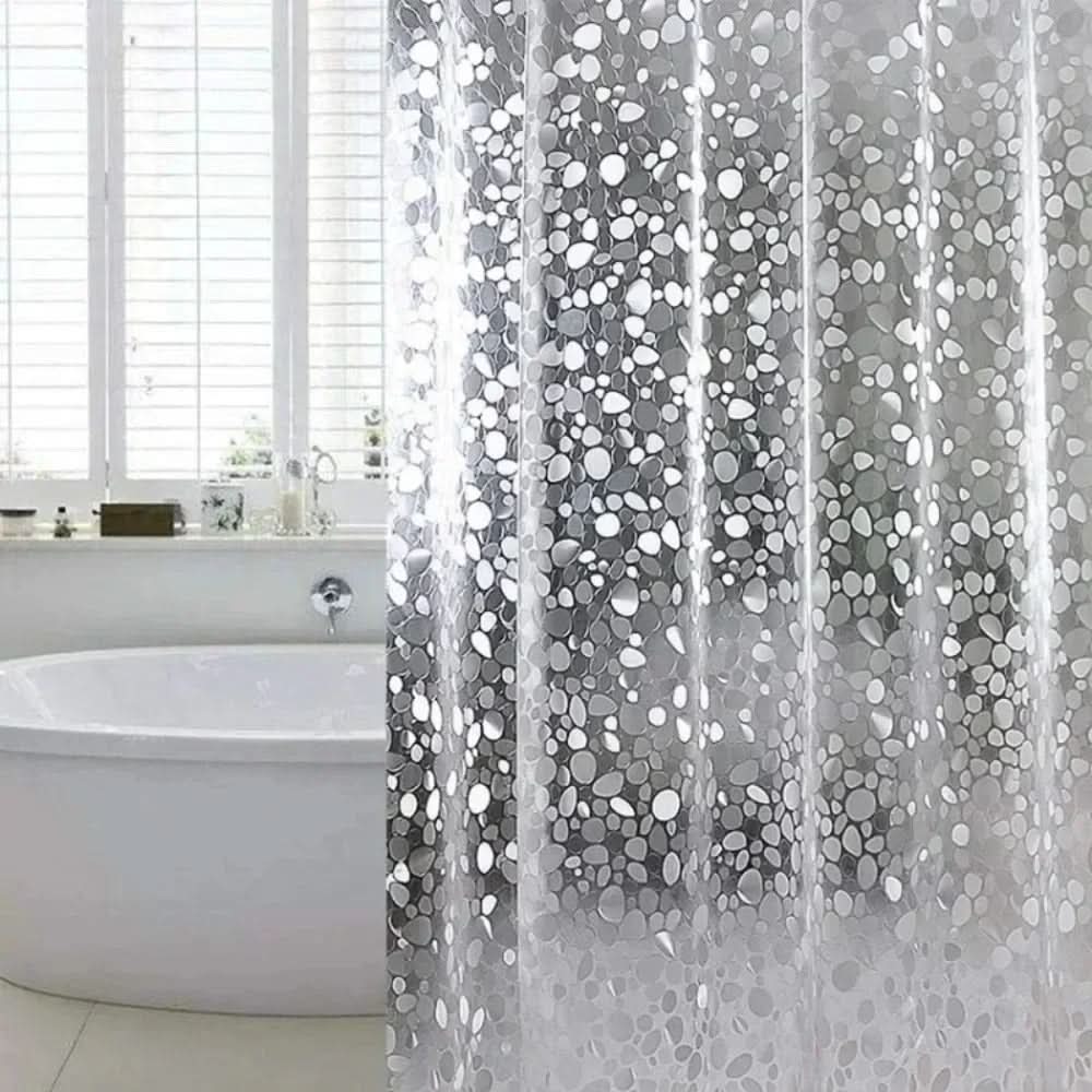 CLEARFLOW – Transparenter wasserdichter Duschvorhang mit Kieselstein-Design