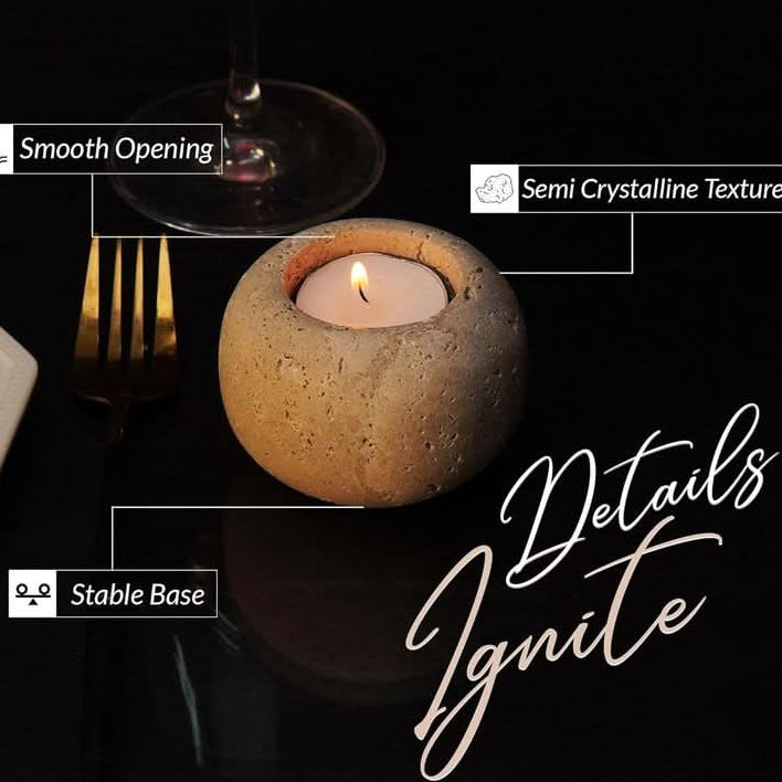 STONEVA Travertine Votive Candle Holders Set of 2