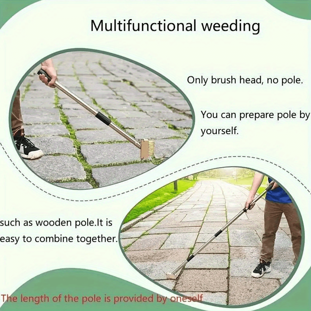 WEEDRAKE – Manual Crevice Weeding Tool with Long Handle Wire Scraper
