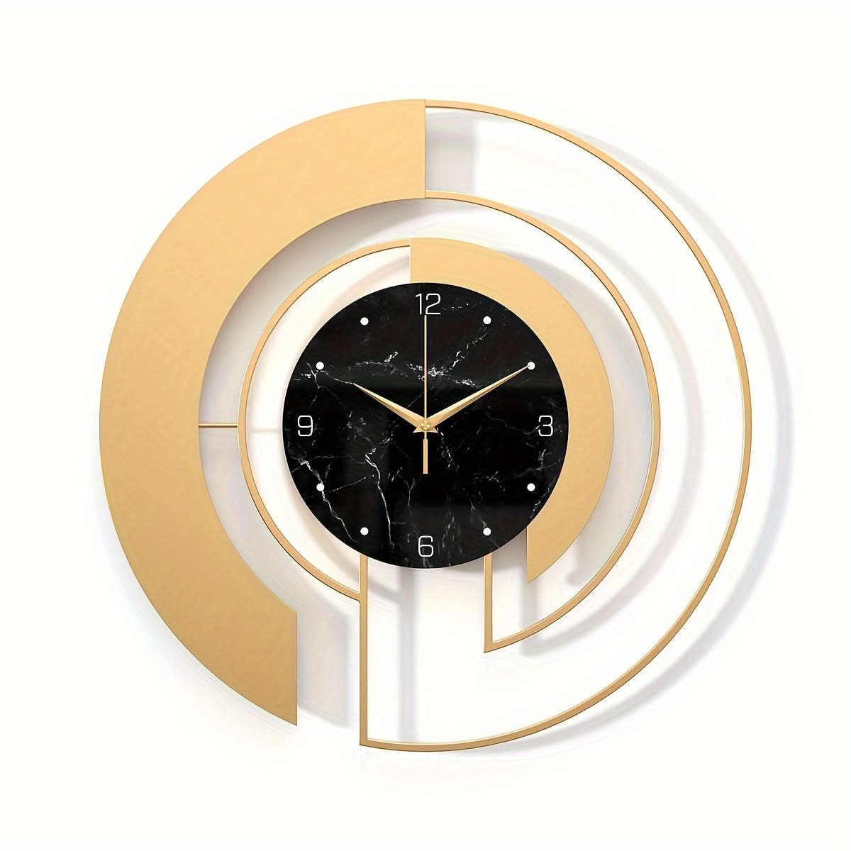 AUREN – Golden Geometric Silent Wall Clock With Glass Dial