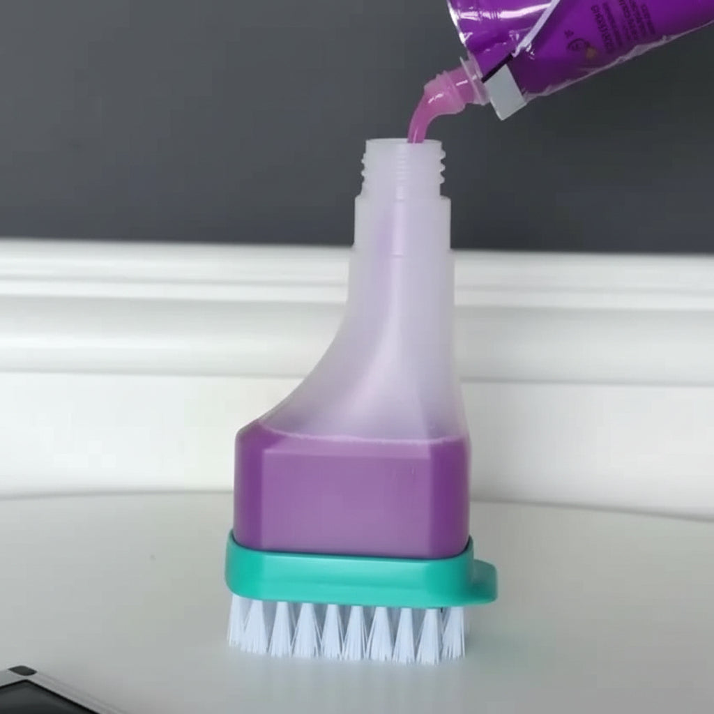 SPRAYLUX – 4-in-1 Glass Cleaning Brush with Spray, Scraper & Scrubbing Head