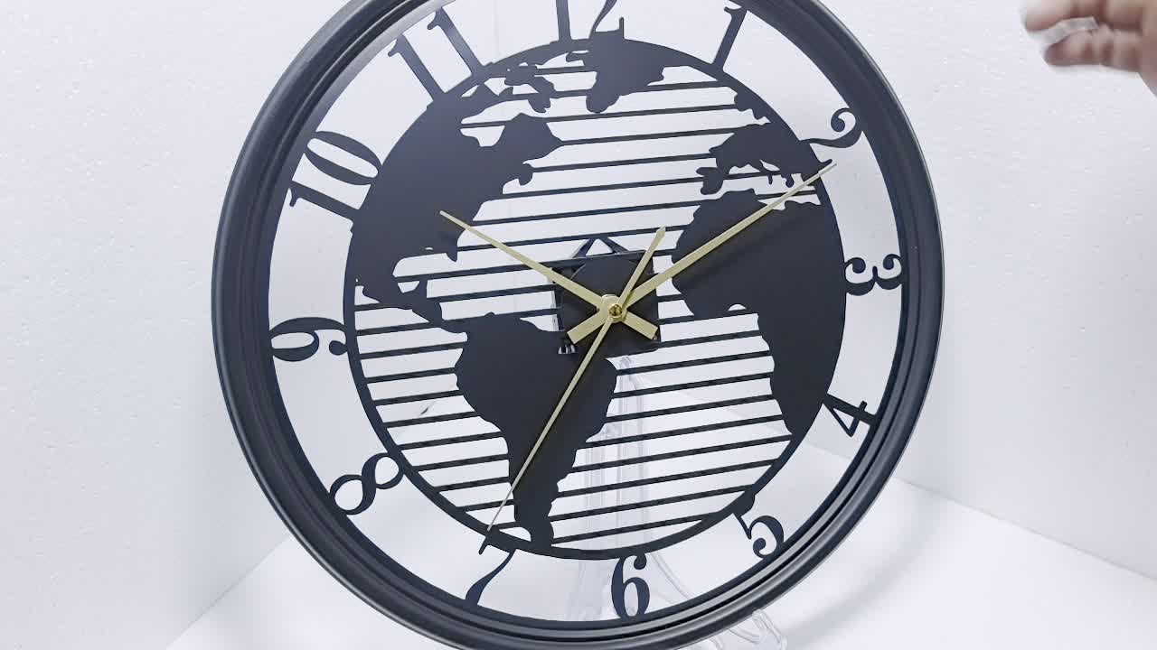 Lumière World Map Silent Metal Wall Clock