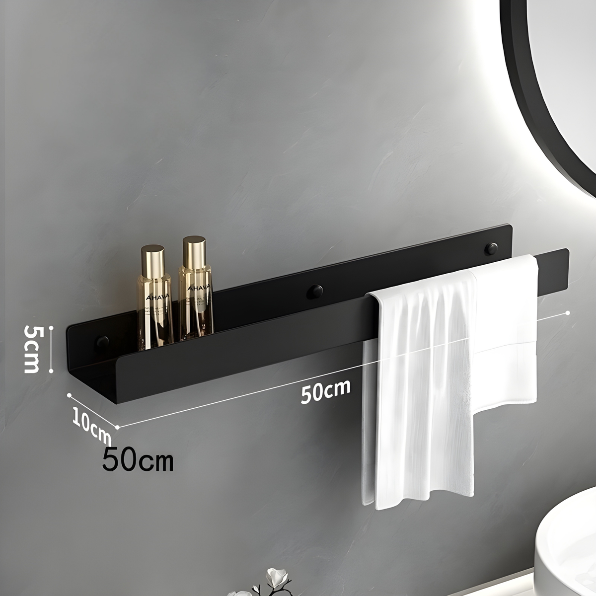 TIDYRAIL – Wall-Mounted Bathroom Shelf with Towel Rail for Everyday Organization