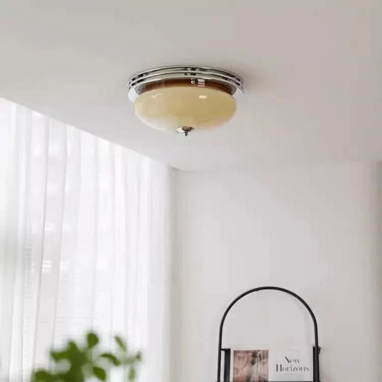 Elegant Bauhaus Flush Mount Ceiling Light - Milk Coffee Glass Shade for Modern Spaces 5