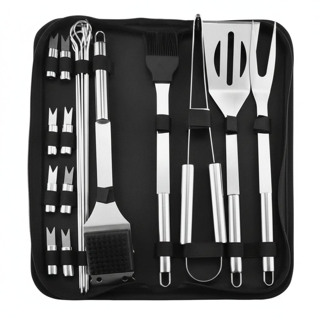 Grill Tool Set - Complete Stainless Steel BBQ Utensils for Outdoor Cooking 12