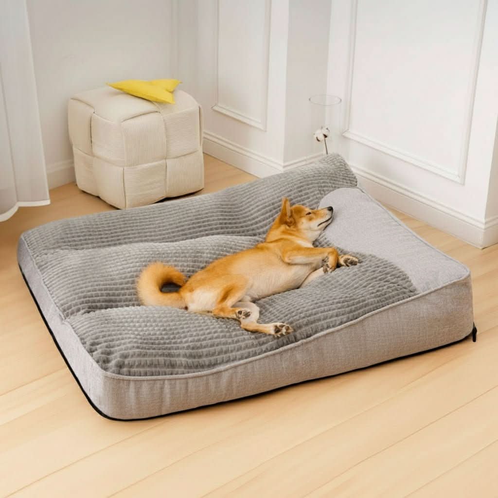 HUGBED - Large Orthopedic Dog Bed with Scratch-Resistant Design and Raised Headrest 8