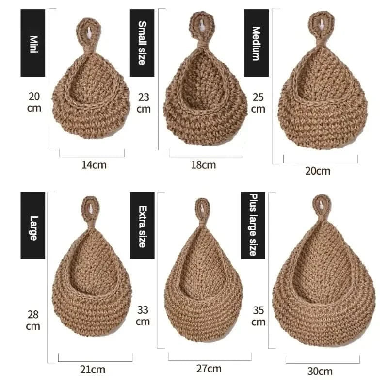 Handwoven Wall-Mounted Basket Organizer - Durable Hemp Rope for Fruits & Vegetables 5