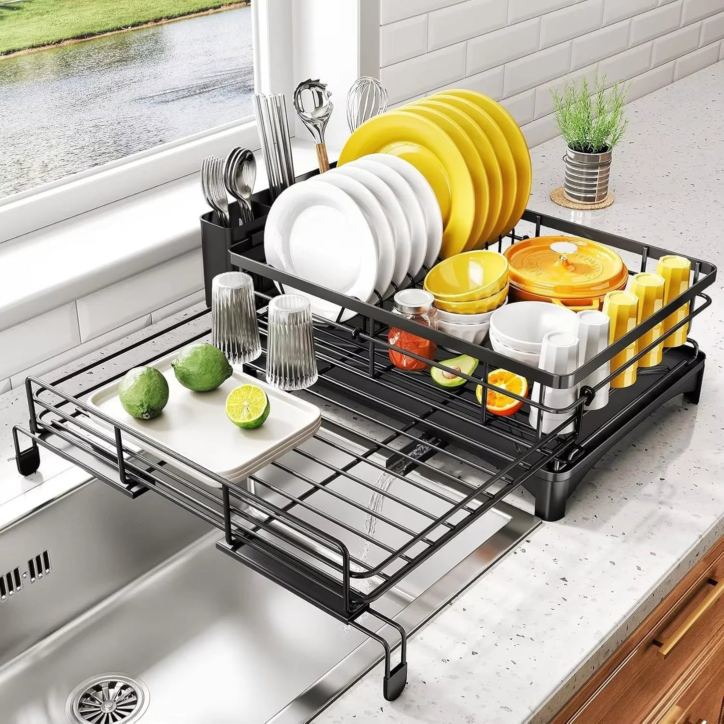 Heavy-Duty Stainless Steel Dish Rack with Efficient Drainboard & Cutlery Holder 5