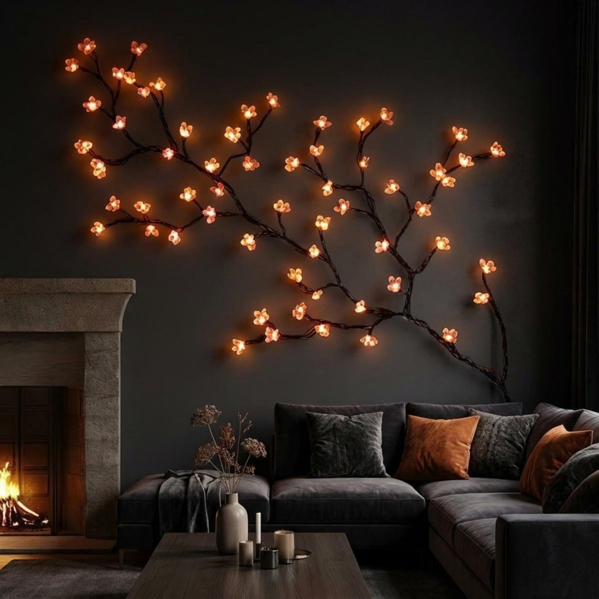 LED Lighted Decorative Branch Wall Art - Cherry Blossom Design for Cozy Ambiance 4