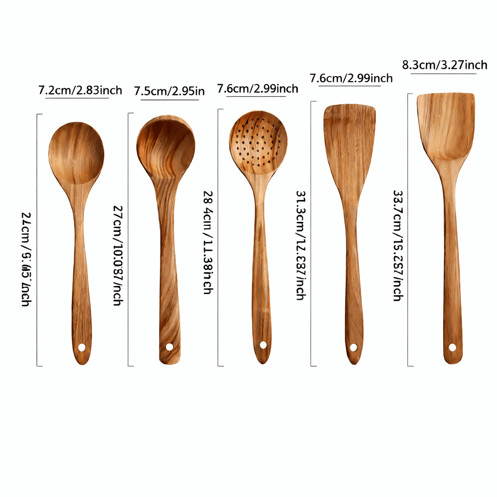 NordicWood - Premium Wooden Kitchen Utensil Set with Spatulas for Gentle Cooking 4