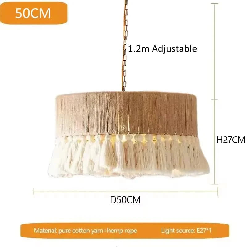 Nordic LED Chandelier Light - Handmade Hemp Rope Pendant for Dining Room Decor 7