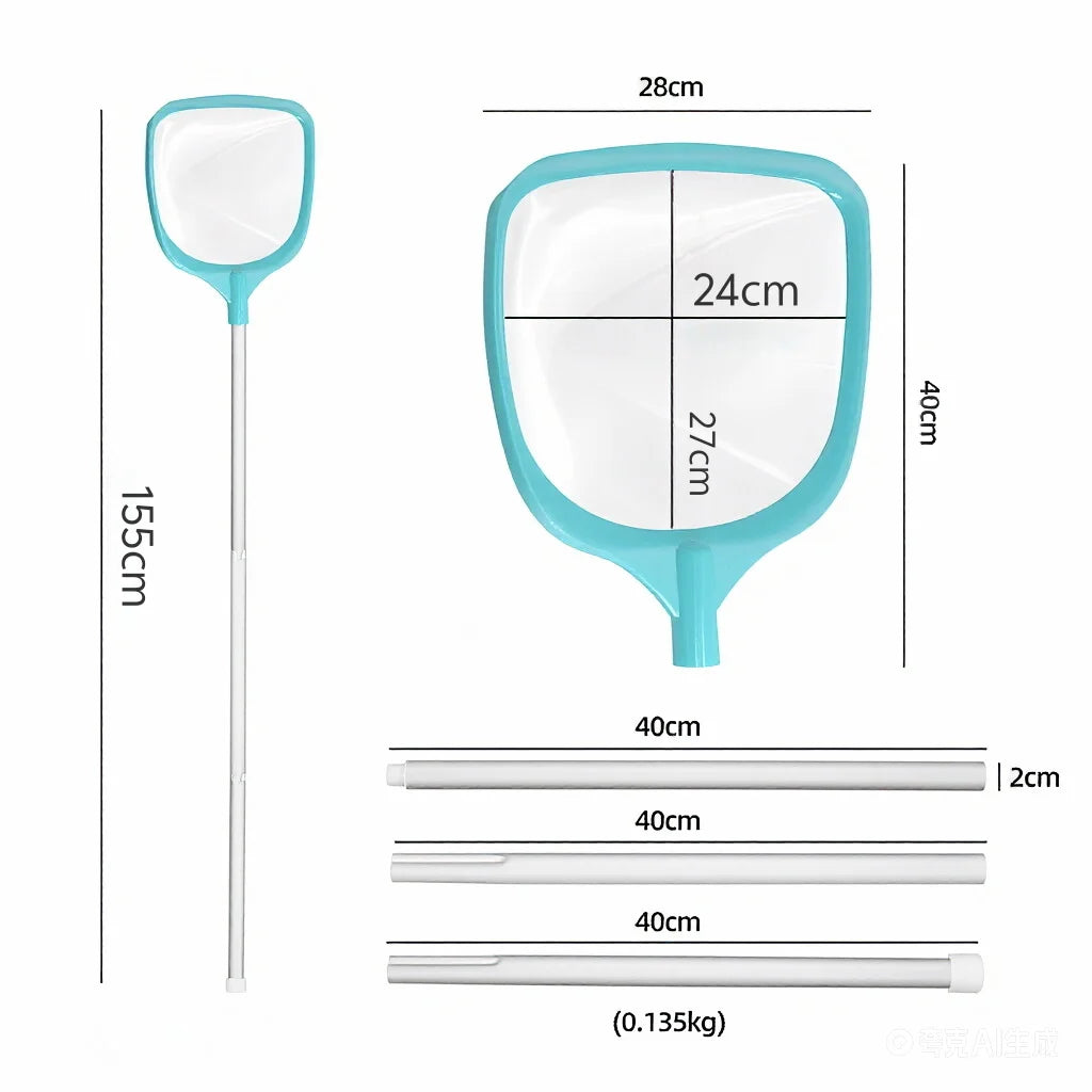 Professional Pond Skimmer Net with Retractable Aluminum Pole for Leaf Removal 5