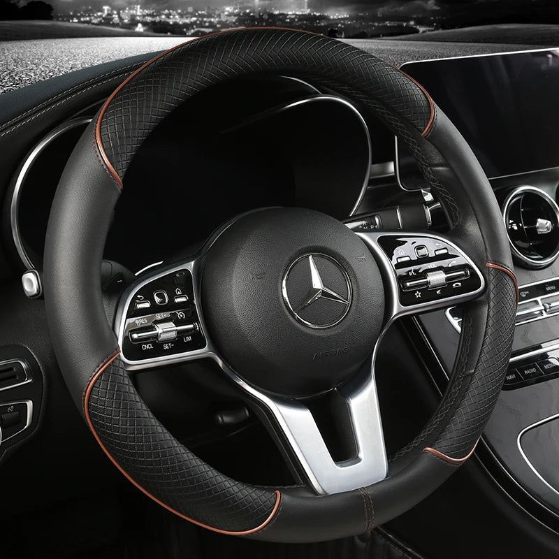 ROADLUX - Leather Steering Wheel Cover with Diamond Grip, Anti-Slip Design 8