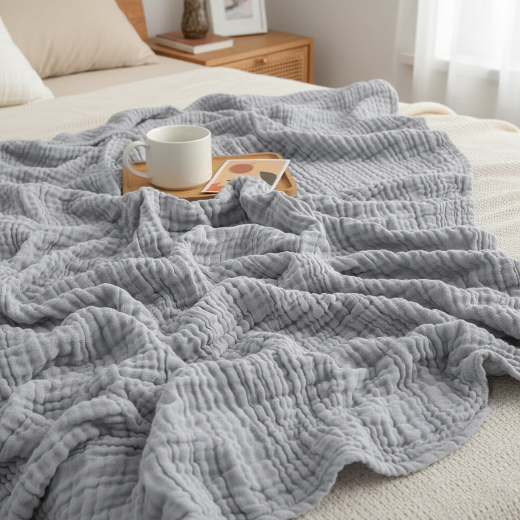 CLOUDNEST - 6-Layer Cotton Gauze Blanket for All-Season Softness and Comfort