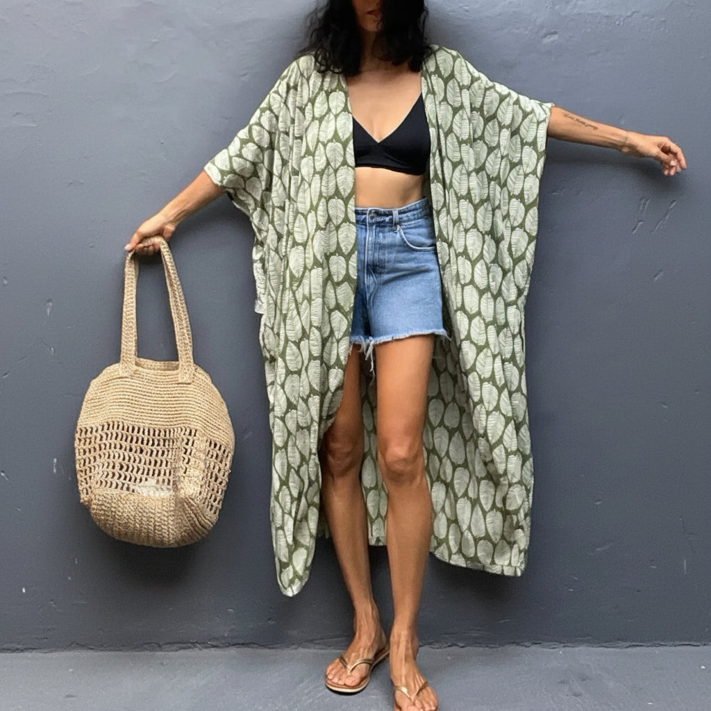 Stylish Plus Size Beach Kimono Cover Up - Bohemian Tie-Dye Design for Women 11