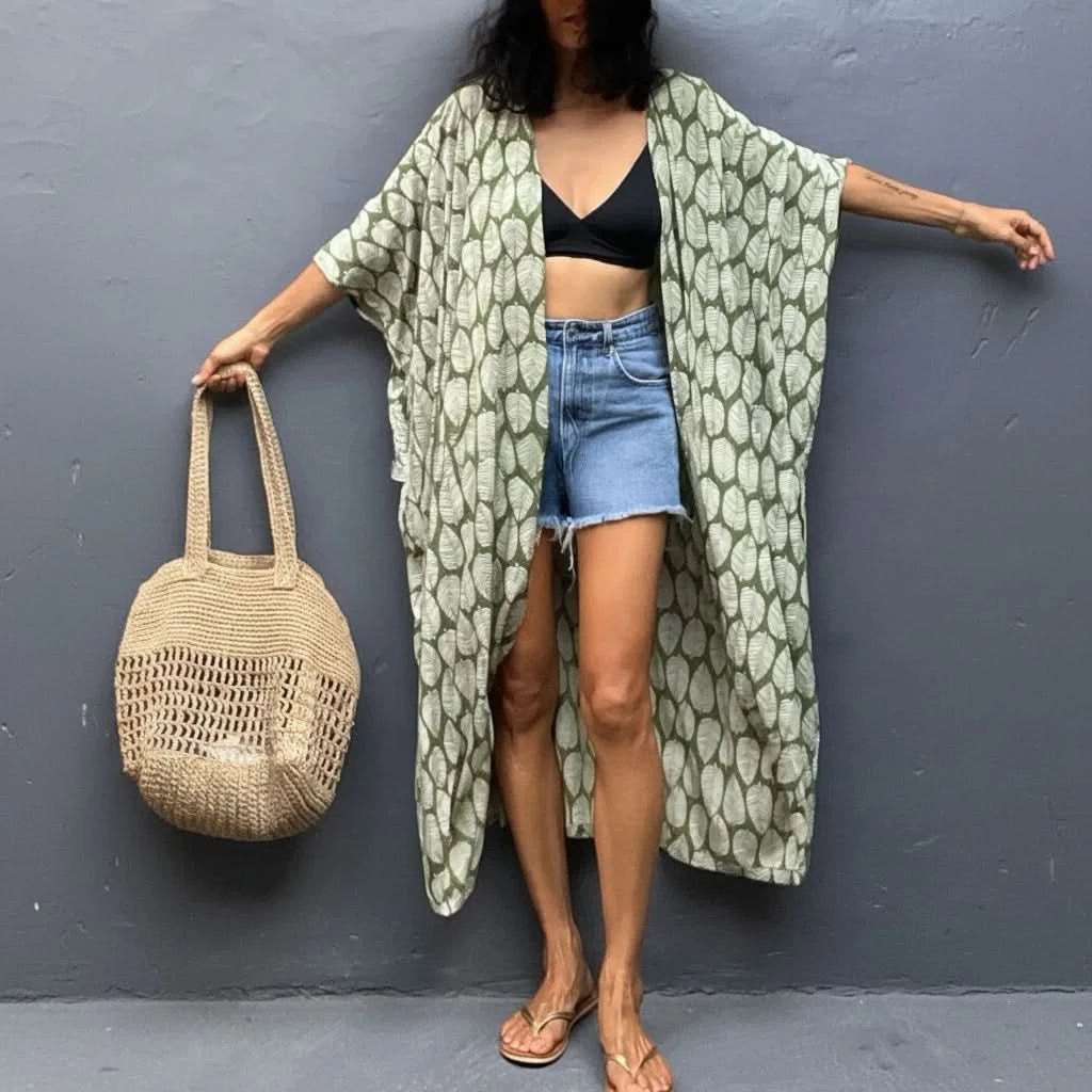 Stylish Plus Size Beach Kimono Cover Up - Bohemian Tie-Dye Design for Women 11