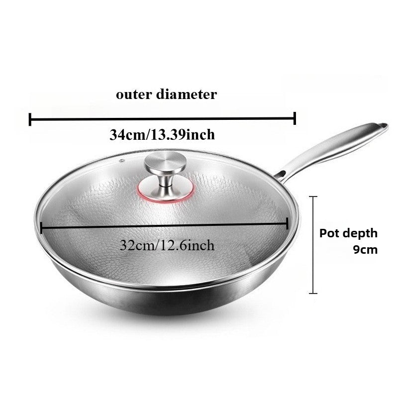 LAMEEDGE – Hammered Stainless Steel Wok with Durable Glass Lid
