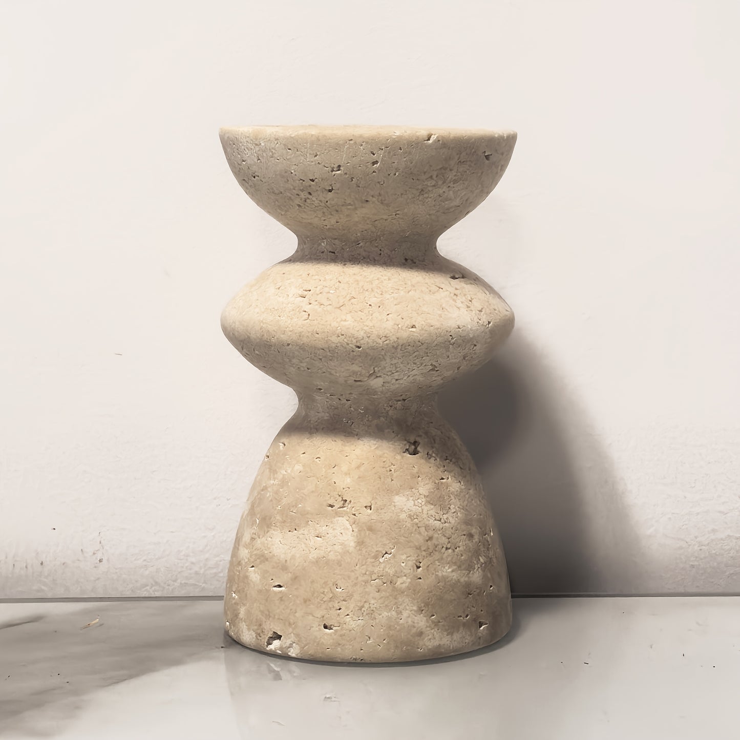 TRAVERTINE LUX – Natural Marble Candle Holders Set