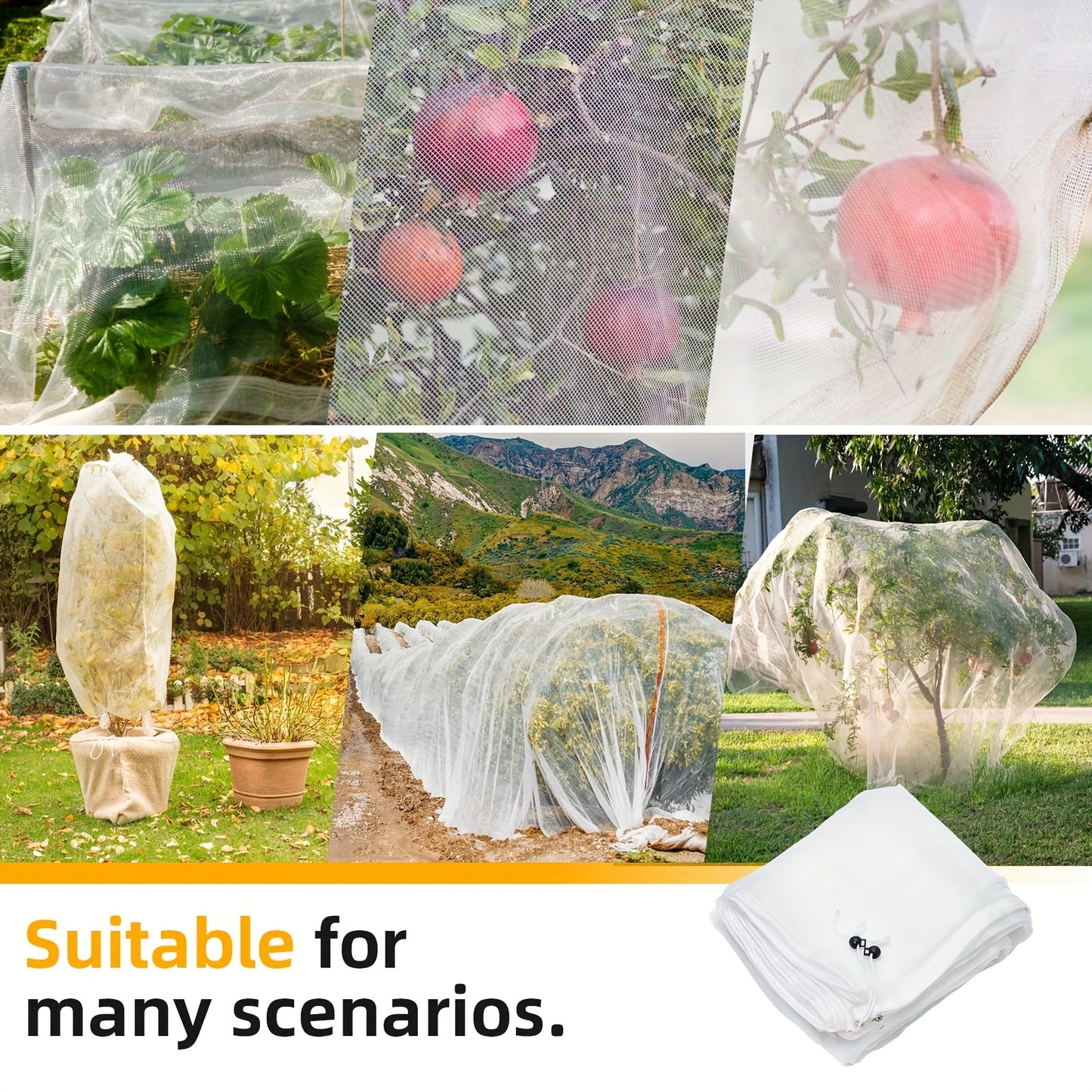 ORCHARDLIVA – Protective Garden Net with Secure Drawstring Design
