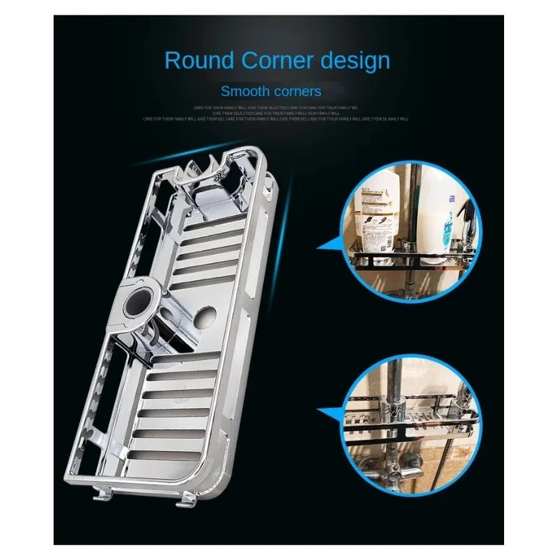 RODVAULT – Adjustable Shower Rod Storage Shelf Organizer