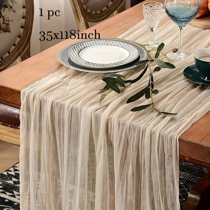 BOHOCRISP – Crinkled Cheese Tablecloth for Elegant Boho and Holiday Table Styling