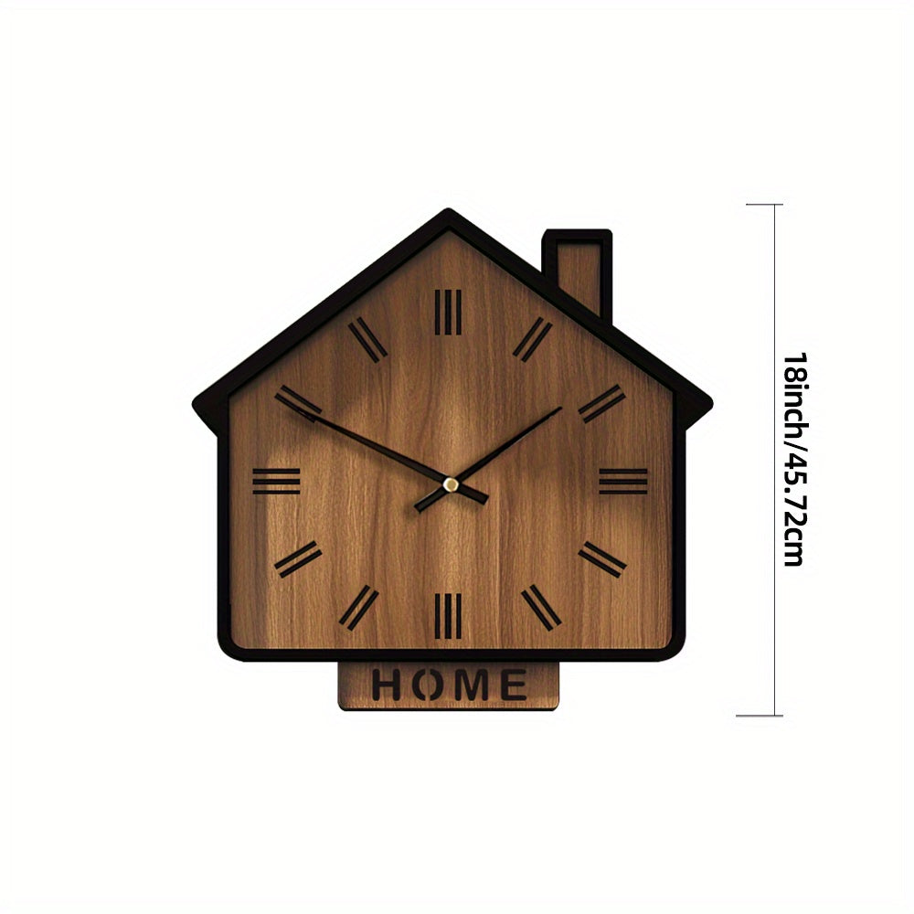HOMEWOOD Vintage House Shaped Wooden Wall Clock