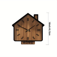 HOMEWOOD Vintage House Shaped Wooden Wall Clock