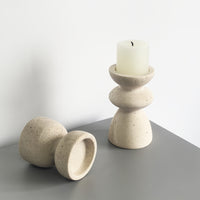 TRAVERTINE LUX – Natural Marble Candle Holders Set