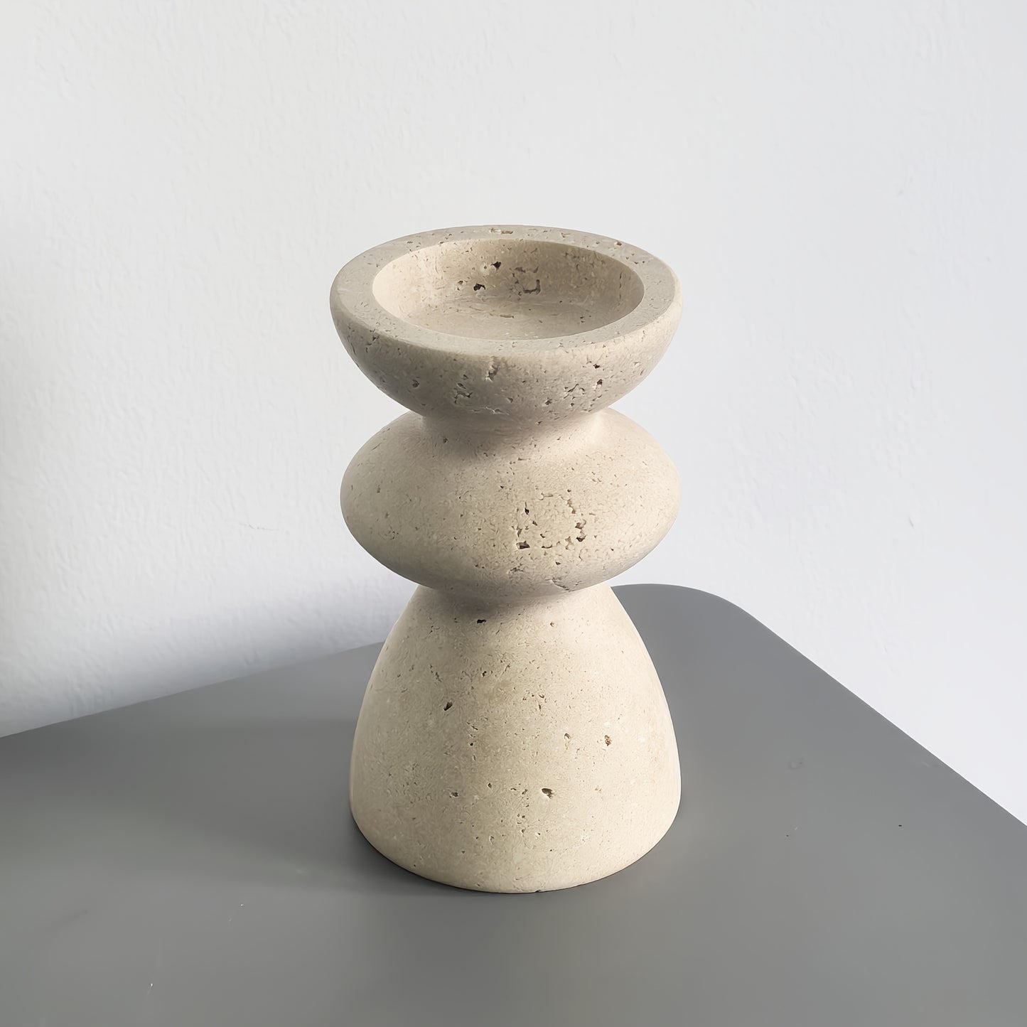 TRAVERTINE LUX – Natural Marble Candle Holders Set
