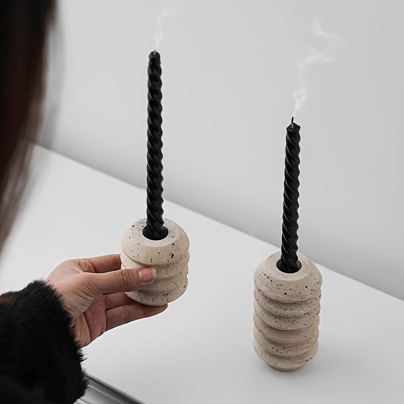 ROMAN TRAVERTINE – Natural Marble Candle Holder