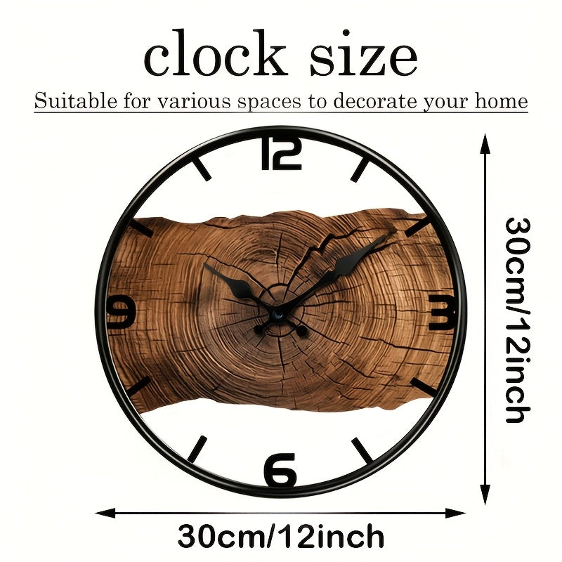 WOODCRAFT Round Carved Wooden Silent Wall Clock