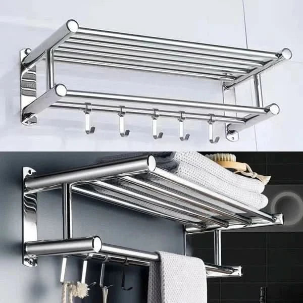 TOWELRIVA – Portasciugamani da parete con ripiano e ganci per spazi organizzati