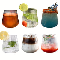 ORIGLOW – 14-Pack Corrugated Unbreakable Plastic Glass Set for Elegant Party Beverage Serving