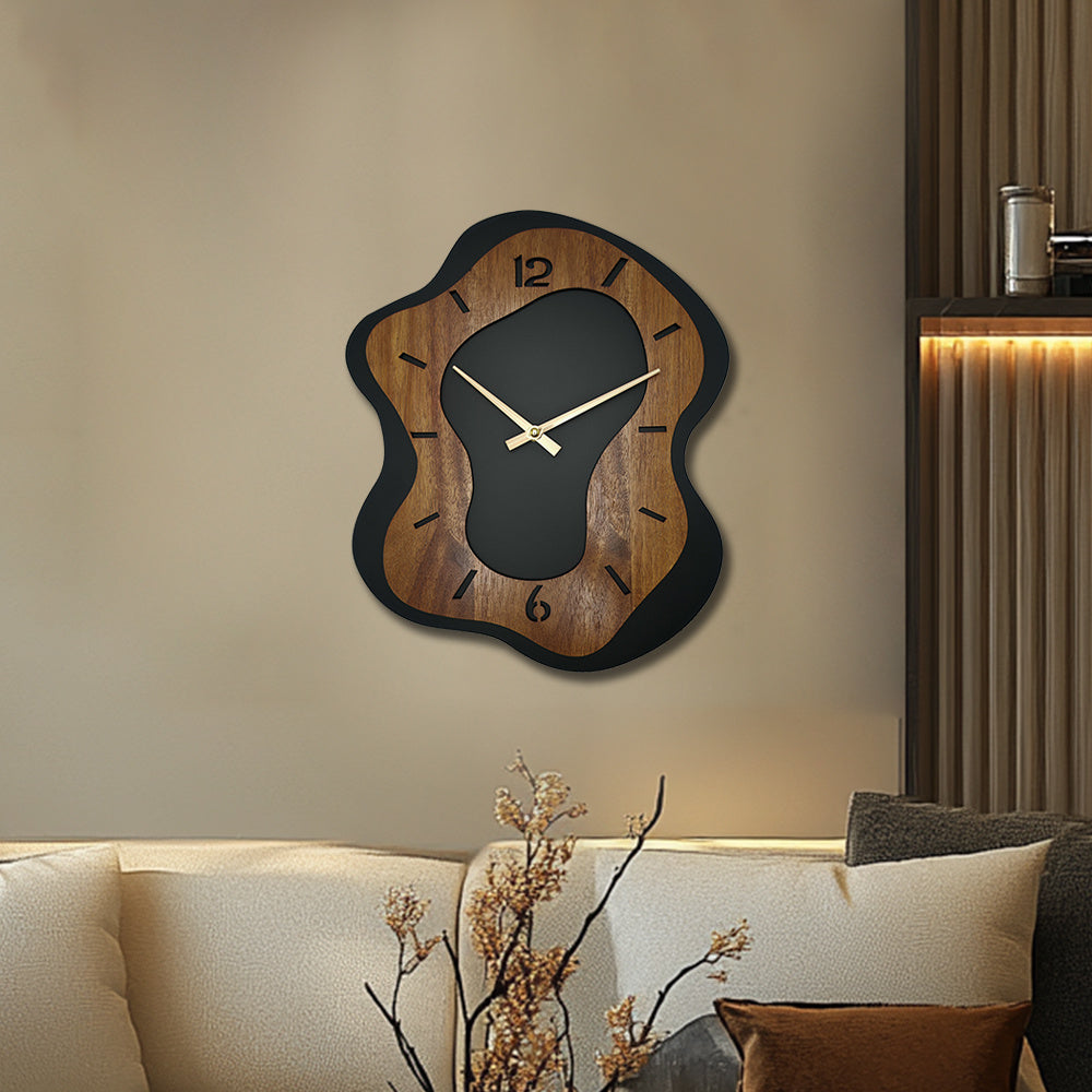 WOODMERE Irregular Wooden Battery Wall Clock