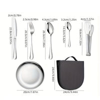 TREKDINE – Portable Food Tongs & Plates Travel Set