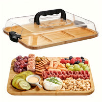 BAMLID – Cheese Board with Acrylic Lid for Portable Serving and Food Protection
