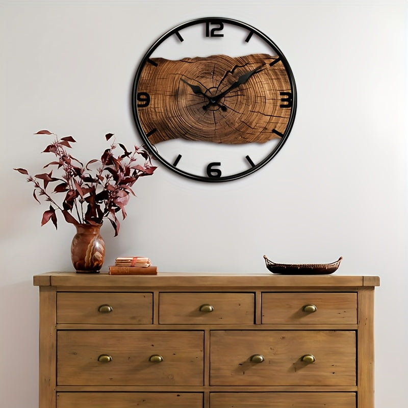 WOODCRAFT Round Carved Wooden Silent Wall Clock