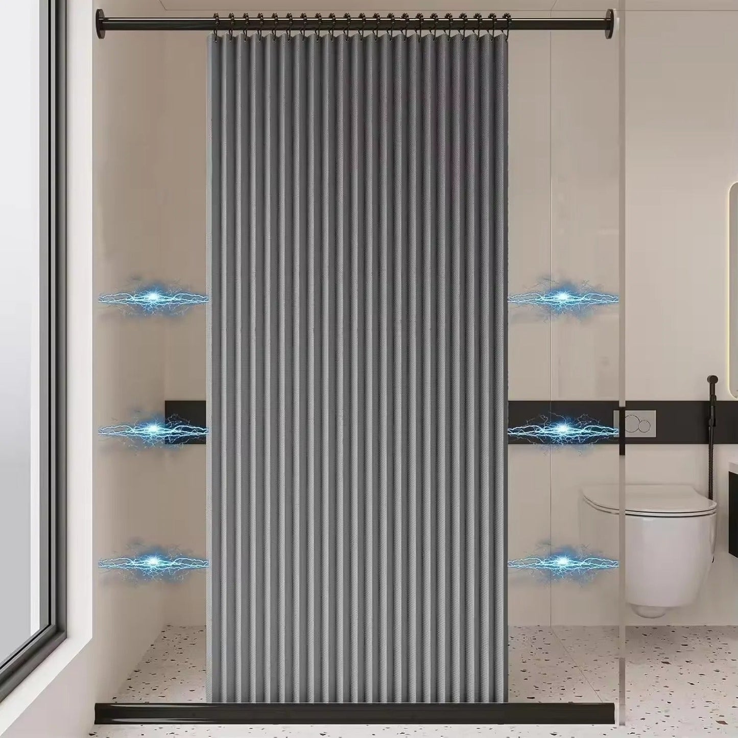 FLEXICURVE – Magnetisk foldbart bruseforhæng til walk-in badeværelser