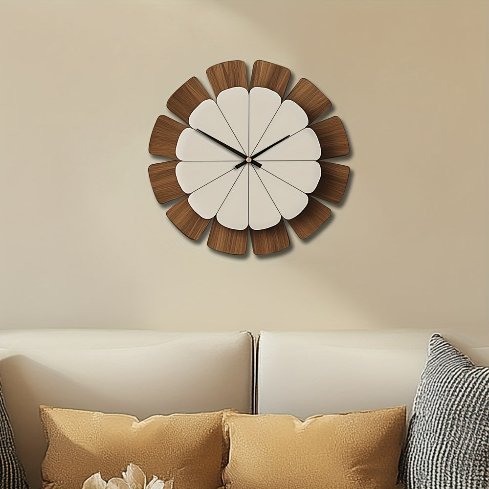 OAKNOVA Round Wooden Battery Wall Clock