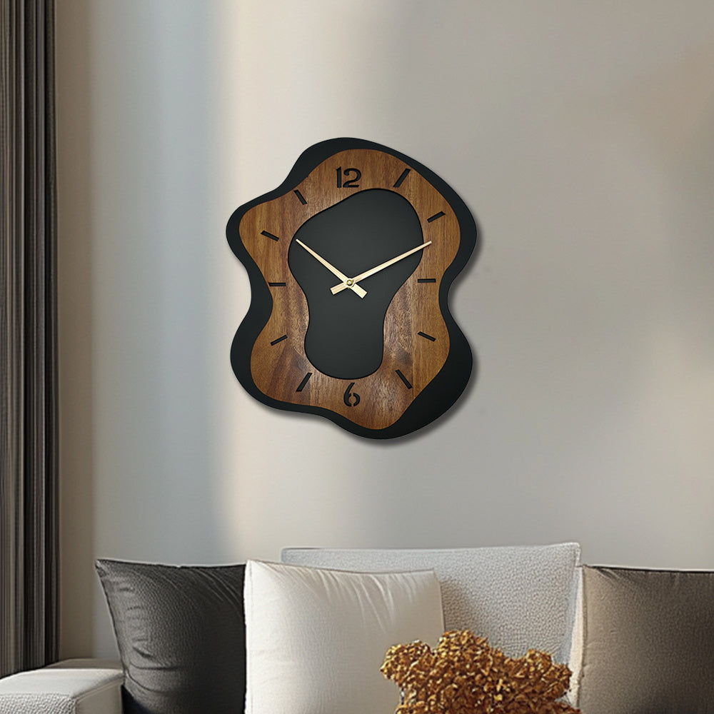 WOODMERE Irregular Wooden Battery Wall Clock