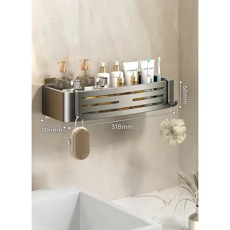 ALUMORA – Self Adhesive Aluminum Bathroom Shelf Organizer