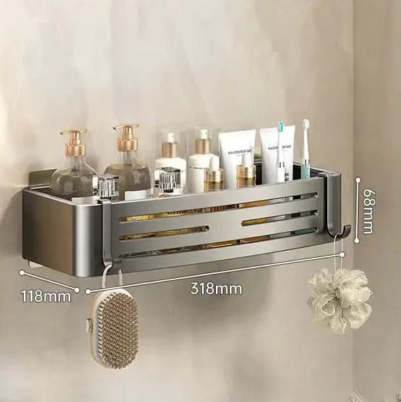ALUMORA – Selvklæbende aluminium baderumshylde organizer