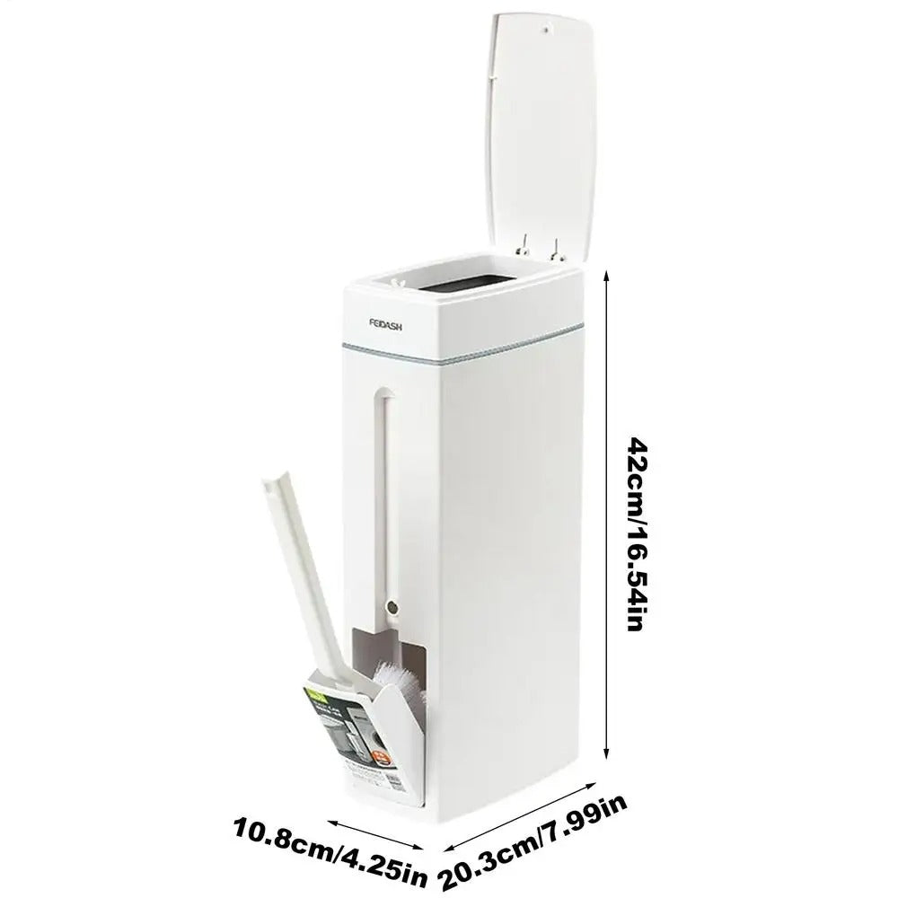 DUOCLEAN – Slim Trash Can with Hidden Toilet Brush Set