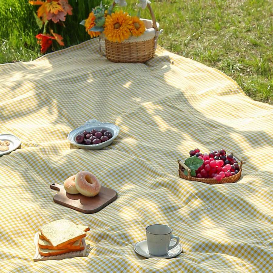 PICLUX – Minimalist Plaid Outdoor Picnic Mat for Quick-Dry Travel and Leisure Use