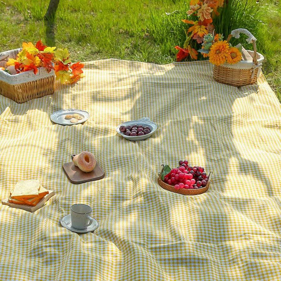 PICLUX – Minimalist Plaid Outdoor Picnic Mat for Quick-Dry Travel and Leisure Use