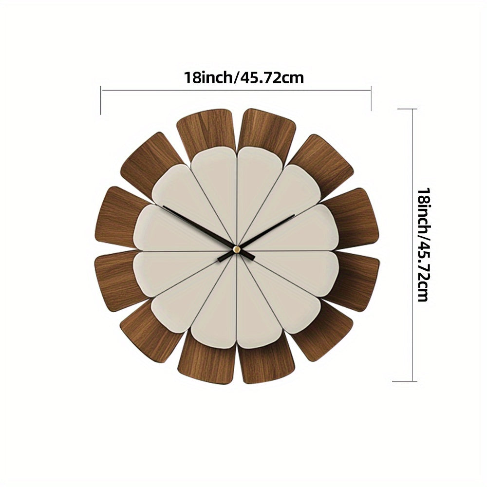 OAKNOVA Round Wooden Battery Wall Clock