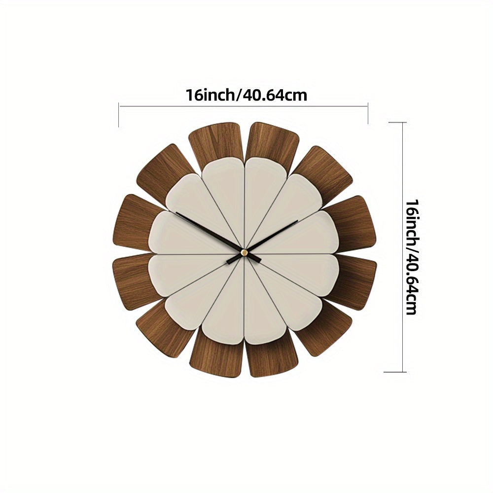 OAKNOVA Round Wooden Battery Wall Clock