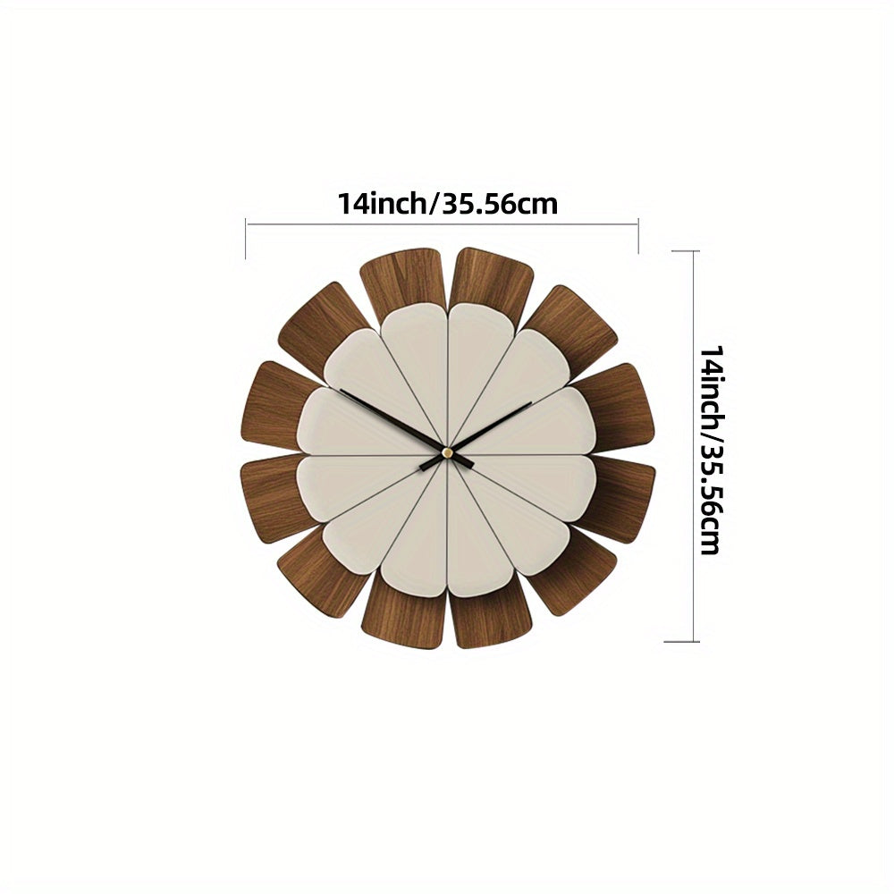 OAKNOVA Round Wooden Battery Wall Clock